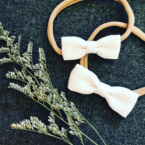 Palest Pink Linen Baby Bow