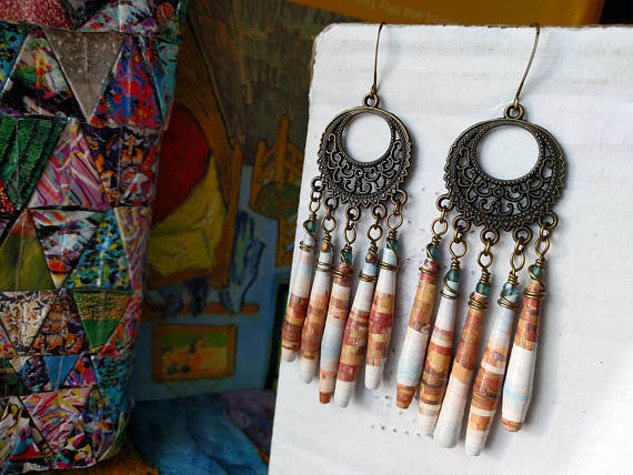 JoHa Designs - Handcrafted Paper Bead Chandelier Earrings