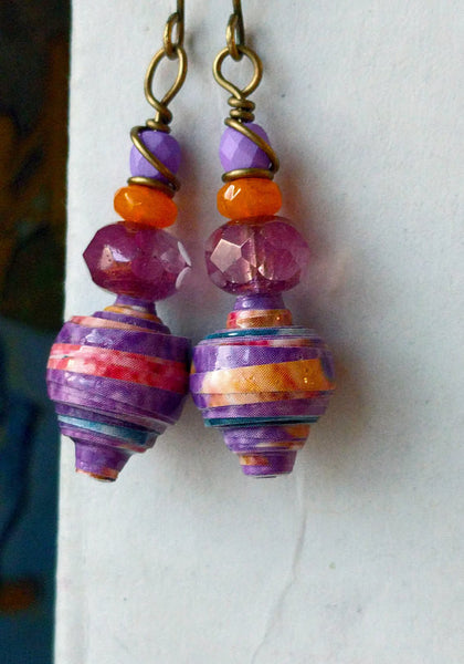 JoHa Designs - Handcrafted Pastel Paper Bead Dangle Earrings
