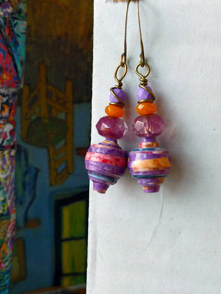 JoHa Designs - Handcrafted Pastel Paper Bead Dangle Earrings