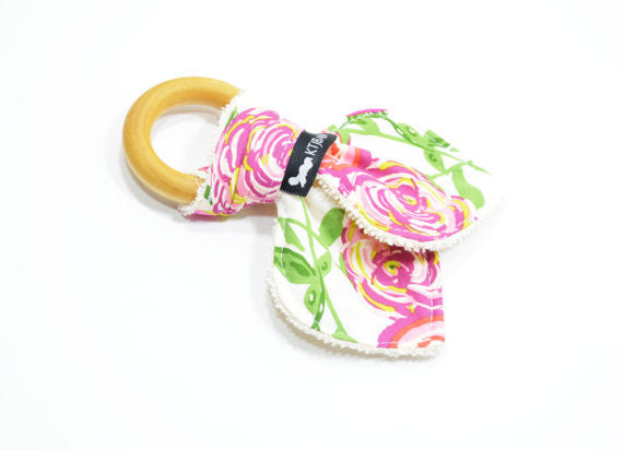 Wood Teething Ring - Floral Rose