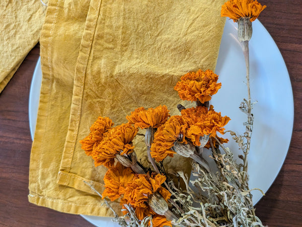 Botanically Dyed Marigold Cotton Napkins