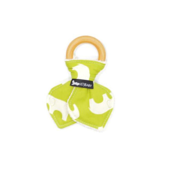 Wood Teething Ring - Green Elephant